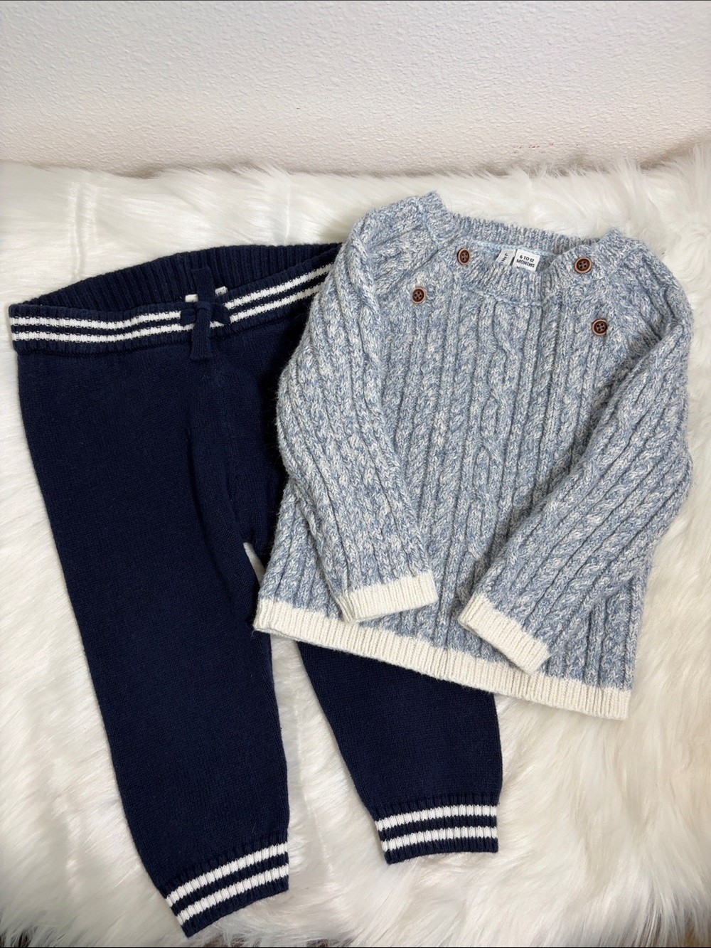 Janie and Jack Knit Sweater & Navy Pants Set